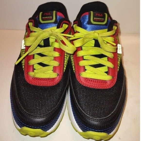 FILA Men's Renno 1911 Running Shoes 5.5 Black/Blue/Red/Green Sneakers Nearly New - Picture 2 of 4